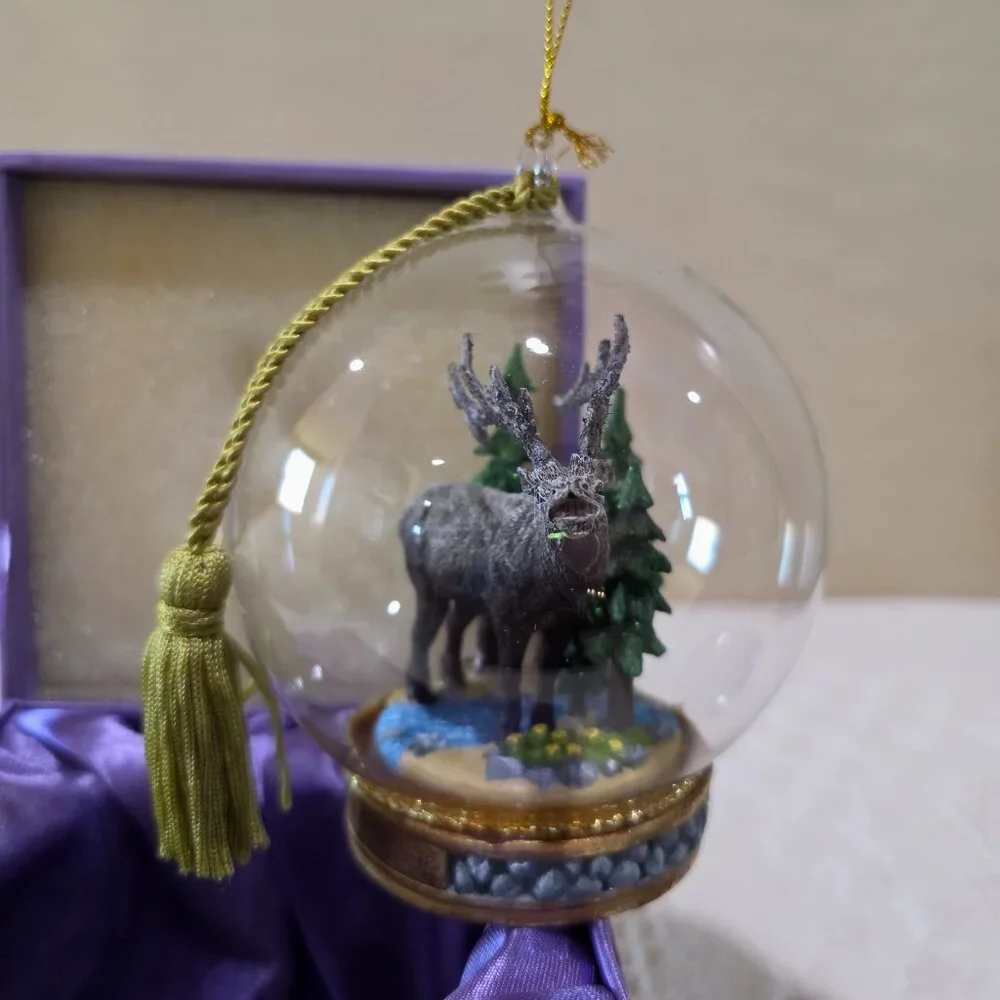 The Memory Globe Ornament ELK IN THE WOODS Christmas Holiday Boxed Flavia Milano